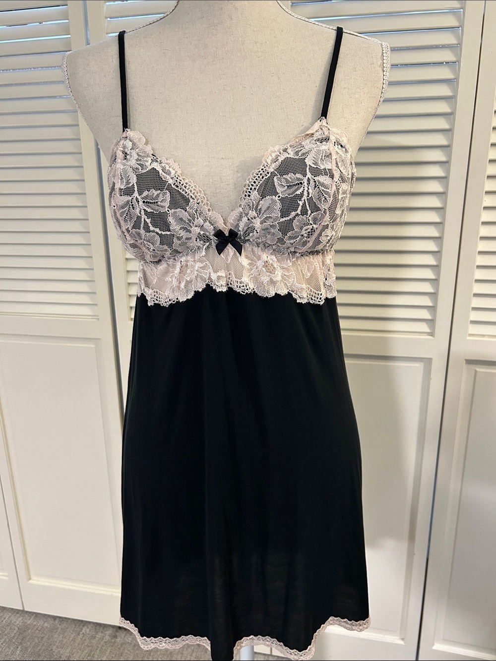 Victoria's Secret Black Chemise with Pink Lace Bodice
